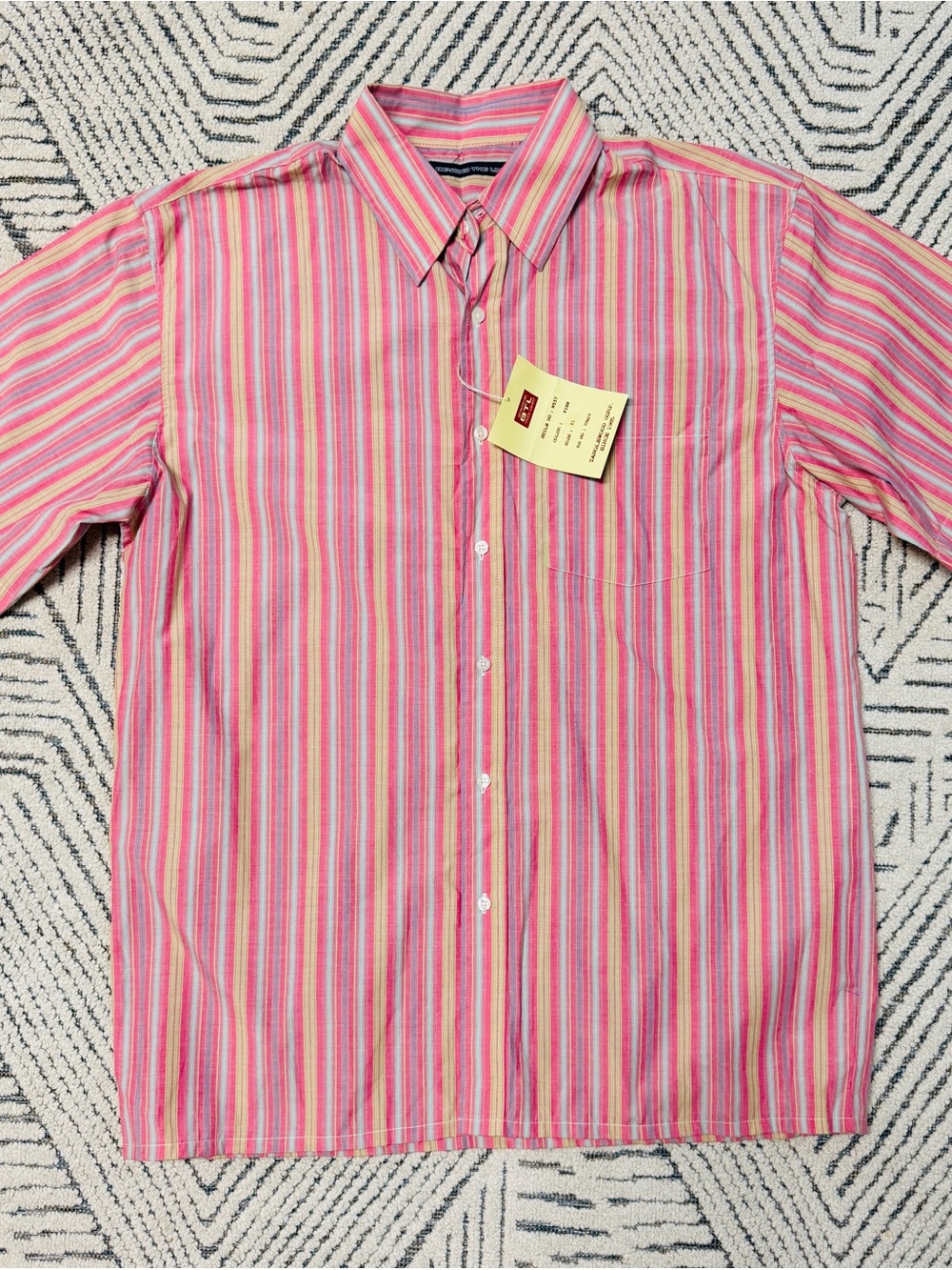 BTL Pink Multi-Stripe Casual Button-Down Shirt